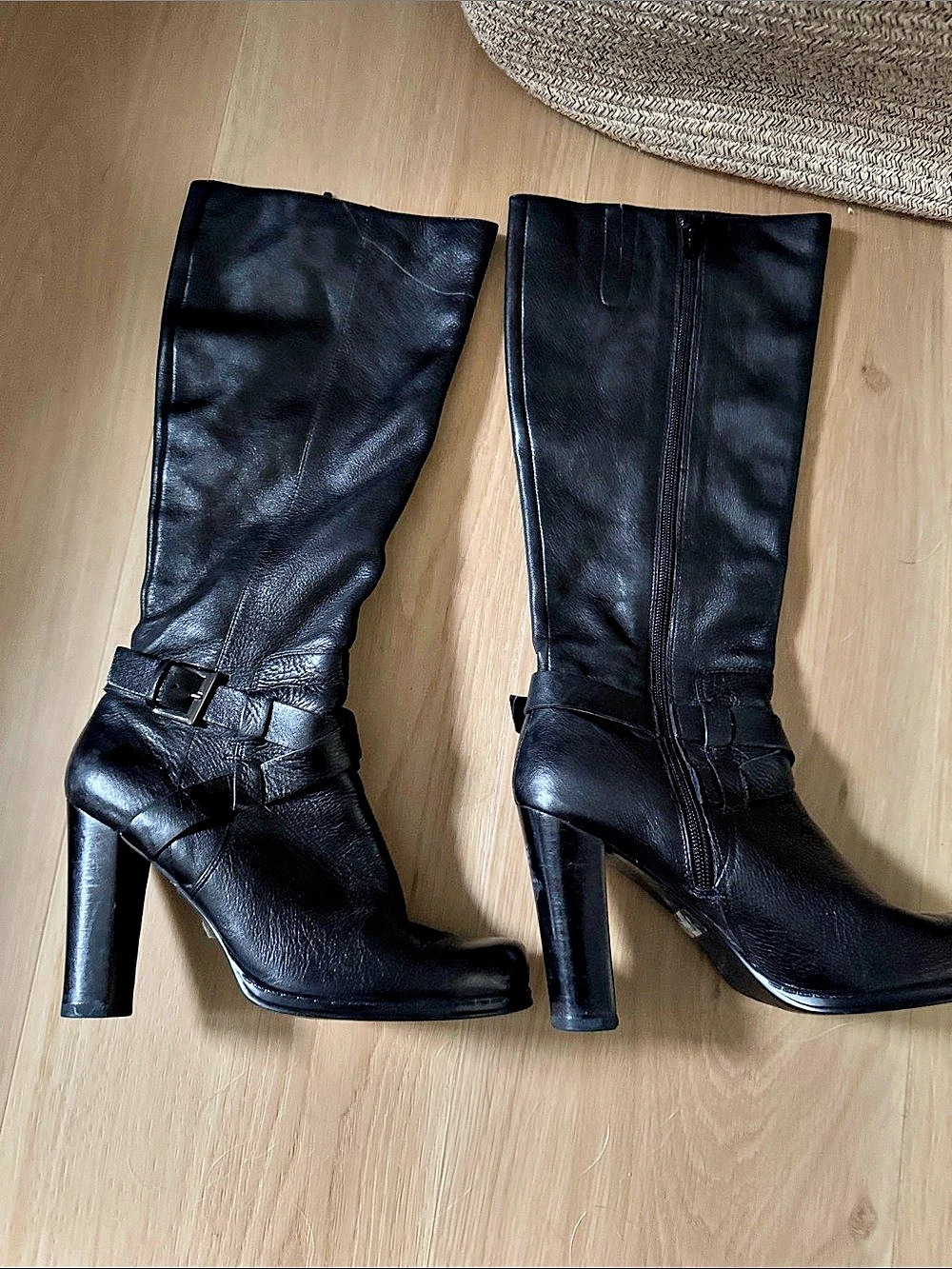 Charles by Charles David Black Leather Heeled Boots
